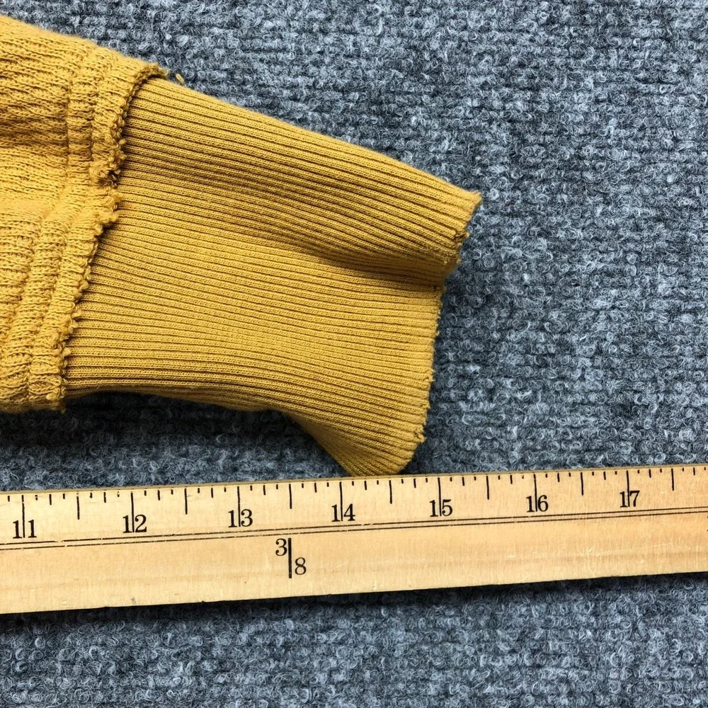 Aerie Womens Mustard Yellow Waffle Knit Oversized Sweatshirt Raw Edge Medium